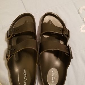 NWT black double strap sandals